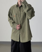 Drain Patch Work Shirt Jacket