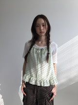 Floral ribbon sleeveless top (2color)