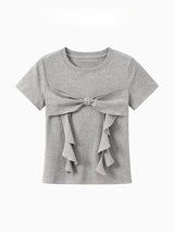 フロントリボンフリルTシャツ 232427926