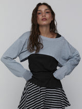 Striped Mini Skirt_Charcoal