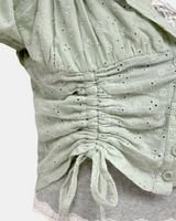 Lace Shirring Mint Blouse