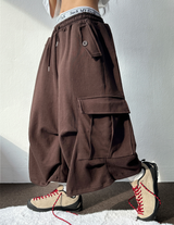 HIP LONG POCKET PARACHUTE CARGO BERMUDA 🤎🩶🖤🤍4COLOR