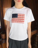 Ktin American Flag Patch Lace Short-Sleeved T-Shirt