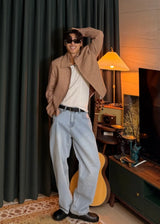 check collar blouson 2COLOR