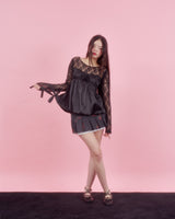 コサージュパフブラウス [BLACK]