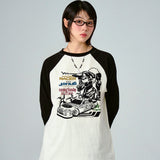 [UNISEX]レーサービンテージラグランロングスリーブTシャツ