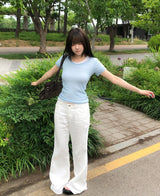Sherbet Tencel See-Through Short Sleeve
