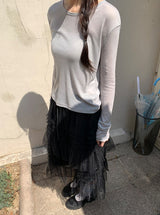Pohini Layered Basic Tencel Long Sleeve Tee