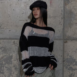 HAILEY STRIPE KNIT (BLACK) F25ZB020