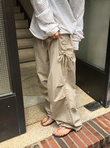 ソルナ パラシュート ストリング シャーリング ワイド バンディング パンツ