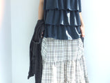 cream checkered pocket skirt