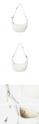 24FW BASIC LOGO GLOSSY VEGAN LEATHER CROSS BAG IVORY
