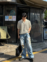 Waydone destroyed wide denim pants