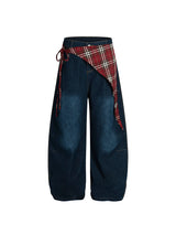 Check Wrap Layered Denim Pants 233012390