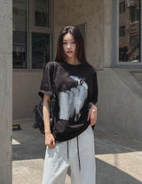 ピーポープリンティドコットン半袖Tシャツ