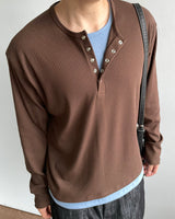 Rib Layered Henley Long Sleeve