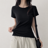 Daily💭Basic Spandex V-Neck Round Neck Short Sleeve Tee (6 colors)