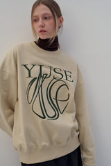 SWEATSHIRT EARTHYUSE NEEDLEWORK - CREAM