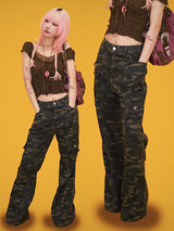 camo bootscut pants
