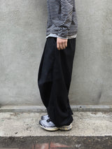 Tail Curved Wide Cotton Pants 4C