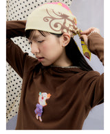 UnsocialNight春夏新作オリジナルデザインかわいいプリント二色フード付きTシャツ