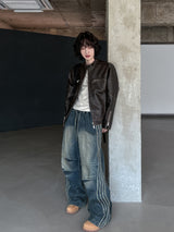 Bleed Washed Leather Biker Jacket