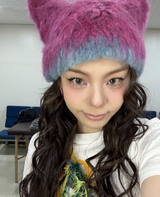 ハンドブラッシュネオンブルークロシェキャットイヤーハット