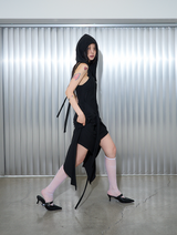 Hood Cropped Cardigan Black