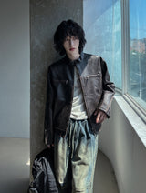 Bleed Washed Leather Biker Jacket