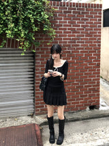バートンプリーツミニスカート (2 colors)