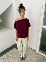 アンバランス スリットTシャツ