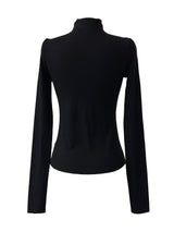 diagonal cut-out half neck T
