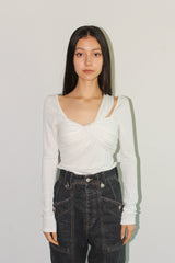 [3rd RE-STOCK] LONG SLEEVE TWIST TOP / IVORY