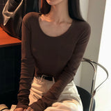 [BELLIDE MADE] Brin, slim U-neck long-sleeved T-shirt