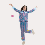 スプリング アンド サマー コントラスト カラー パジャマ スーツ 100% cotton sleepwear