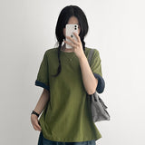 ボクシールーズフィットロールアップ半袖Tシャツ (4 colors)