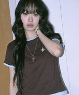 Untitled Layered Crop Short Sleeve Brown