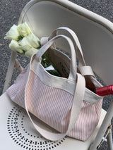 stripe reversible bag - candy pink
