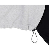 WASHED DENIM APPLIQUE SHORT HOODIE_TWO TONE GRAY/BLACK