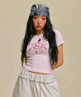 ピンアップガールクロップ Tシャツ_PK