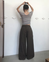 プッティングサイドピンタックワイドコットンパンツ