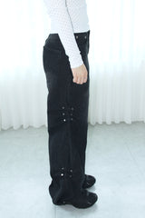 Stud Side Pintuck Wide Pants (2colors)