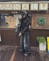 Shard crack wide denim pants