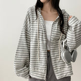 Itta Overfit Stripe Dangara Hooded Zip-Up