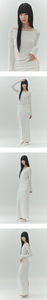 LOWER BOATNECK TOP white