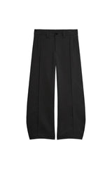 Quilted Pleated Wide Leg Trousers