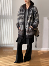 Deep green wool Nordic knit cardigan