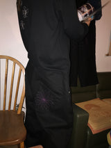  Wildflower Appliqué Pants _ Black&Purple