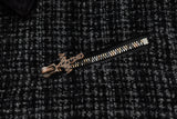 BEADED PIPE EMBROIDERY CROSS JACQUARD DETROIT JACKET