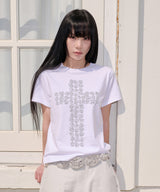 フラワークロス スリムTシャツ - ホワイト